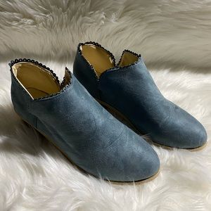 Blue faux suede booties